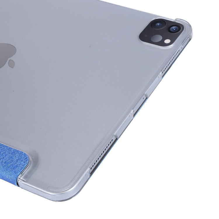 Silk Texture Flip Magnetic PU Leather Smart Case with Three-folding Holder For iPad Air 11 2024 / Air 2022 / 2020 10.9(Blue)