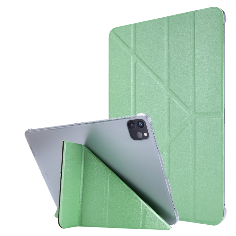 Silk Texture Horizontal Deformation Flip Leather Case with Three-folding Holder For iPad Air 11 2024 / Air 2022 / 2020 10.9(Green)