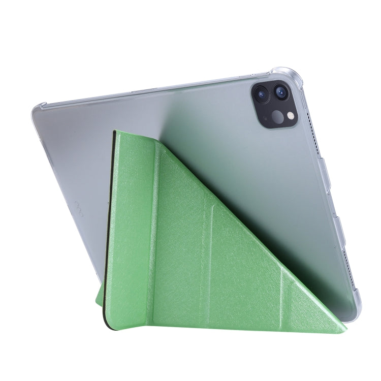 Silk Texture Horizontal Deformation Flip Leather Case with Three-folding Holder For iPad Air 11 2024 / Air 2022 / 2020 10.9(Green)