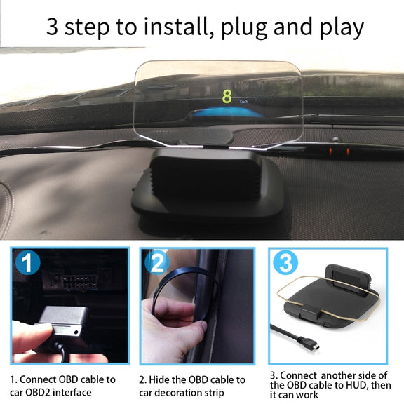 C1 OBD2 + GPS Mode Car HUD Head-up Display Compass / Speed / Water Temperature / Voltage Display / Speed Alarm / Fault Alarm