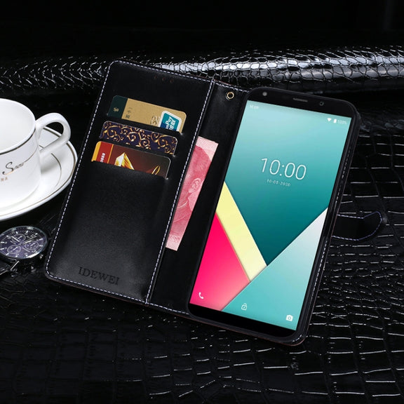 For Wiko Y61 idewei Crocodile Texture Horizontal Flip Leather Case with Holder & Card Slots & Wallet(Black)
