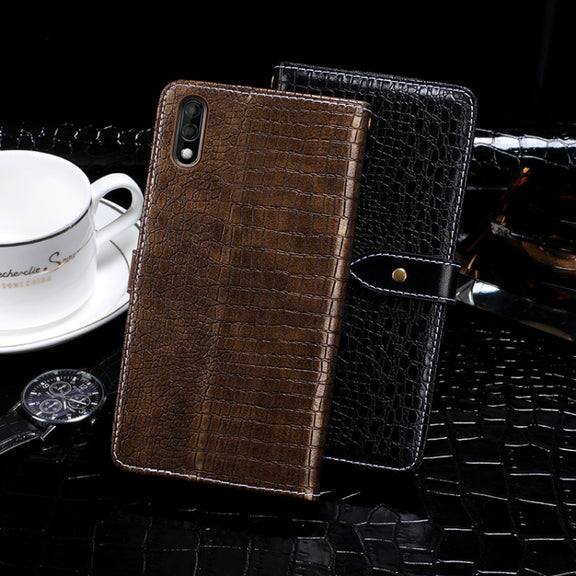 For Wiko View4 Lite idewei Crocodile Texture Horizontal Flip Leather Case with Holder & Card Slots & Wallet(Black)