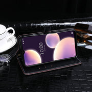 For Wiko View4 Lite idewei Crocodile Texture Horizontal Flip Leather Case with Holder & Card Slots & Wallet(Dark Blue)