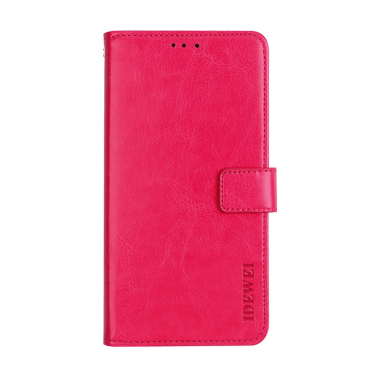 For Blackview BV9900 Pro idewei Crazy Horse Texture Horizontal Flip Leather Case with Holder & Card Slots & Wallet(Rose Red)