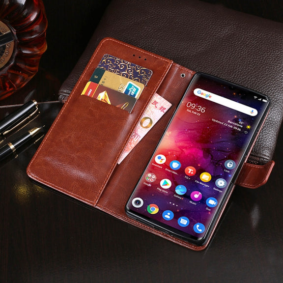 For TCL 10 Pro idewei Crazy Horse Texture Horizontal Flip Leather Case with Holder & Card Slots & Wallet(Sky Blue)