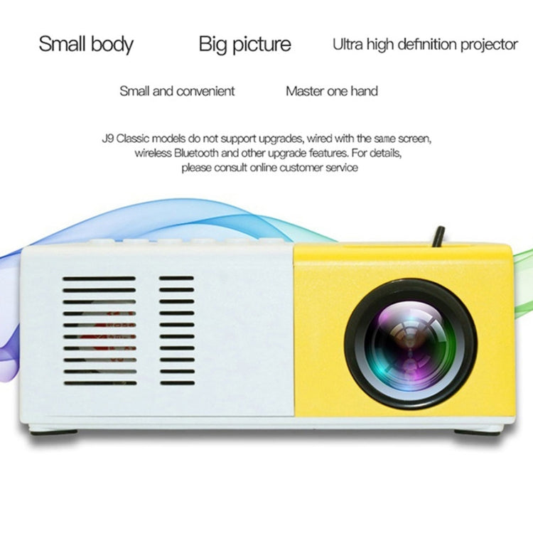 J9 1920x1080P 15 ANSI Portable Home Theater Mini LED HD Digital Projector, Basic Version, US Plug(Yellow White)