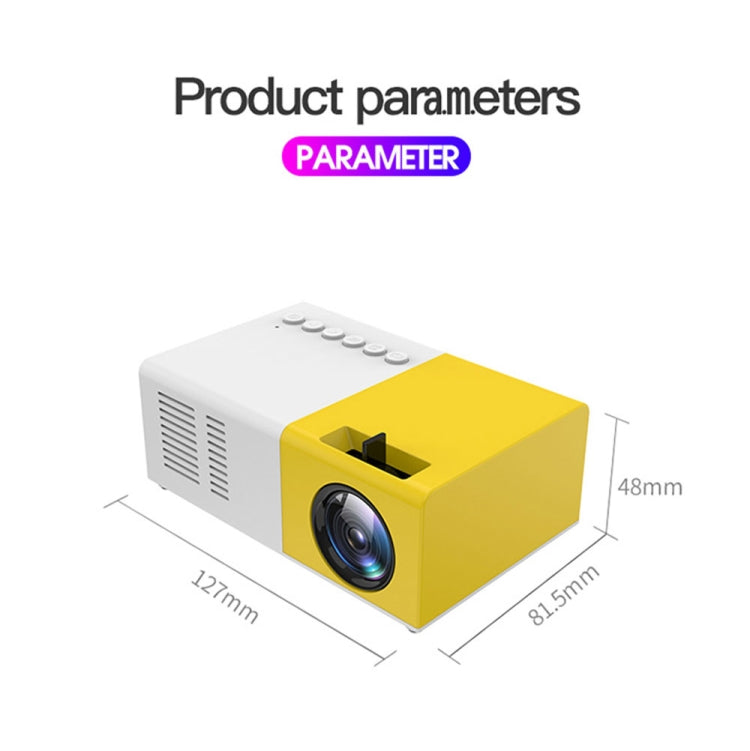 J9 1920x1080P 15 ANSI Portable Home Theater Mini LED HD Digital Projector, Basic Version, US Plug(Yellow White)