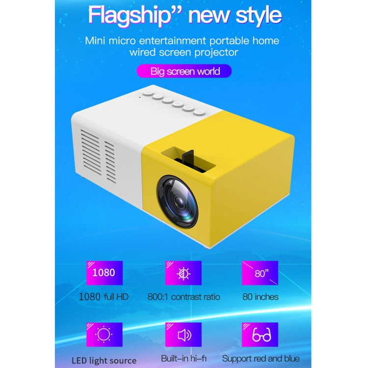 J9 1920x1080P 15 ANSI Portable Home Theater Mini LED HD Digital Projector, Basic Version, AU Plug(Black White)