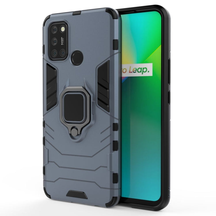 For OPPO Realme 7i Shockproof PC + TPU Protective Case with Magnetic Ring Holder(Navy Blue)