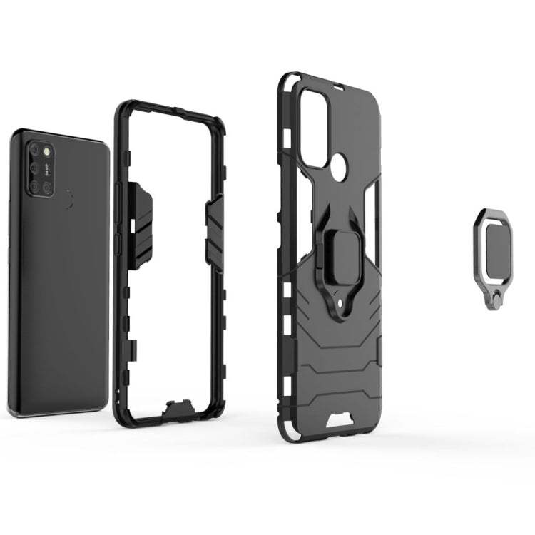 For OPPO Realme 7i Shockproof PC + TPU Protective Case with Magnetic Ring Holder(Navy Blue)