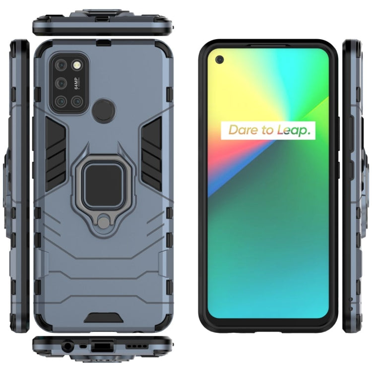 For OPPO Realme 7i Shockproof PC + TPU Protective Case with Magnetic Ring Holder(Navy Blue)