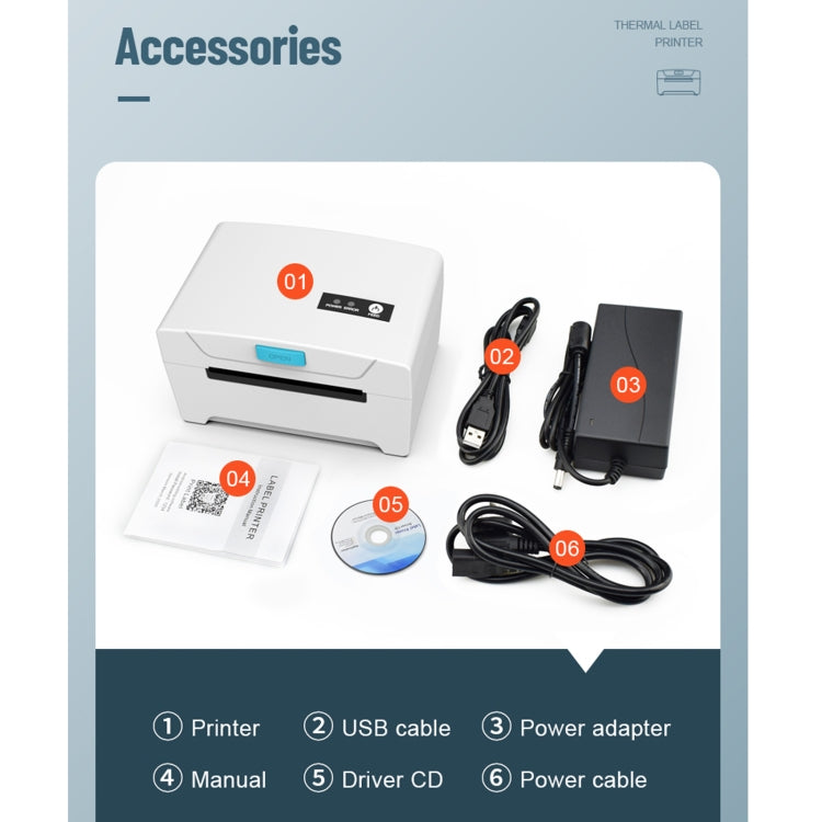 ZJ-8600 76x130 Single Paper Waybill Express Bill Label Printer, USB + Bluetooth Version, EU Plug