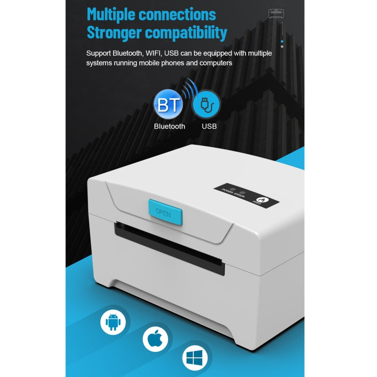 ZJ-8600 76x130 Single Paper Waybill Express Bill Label Printer, USB + Bluetooth Version, US Plug