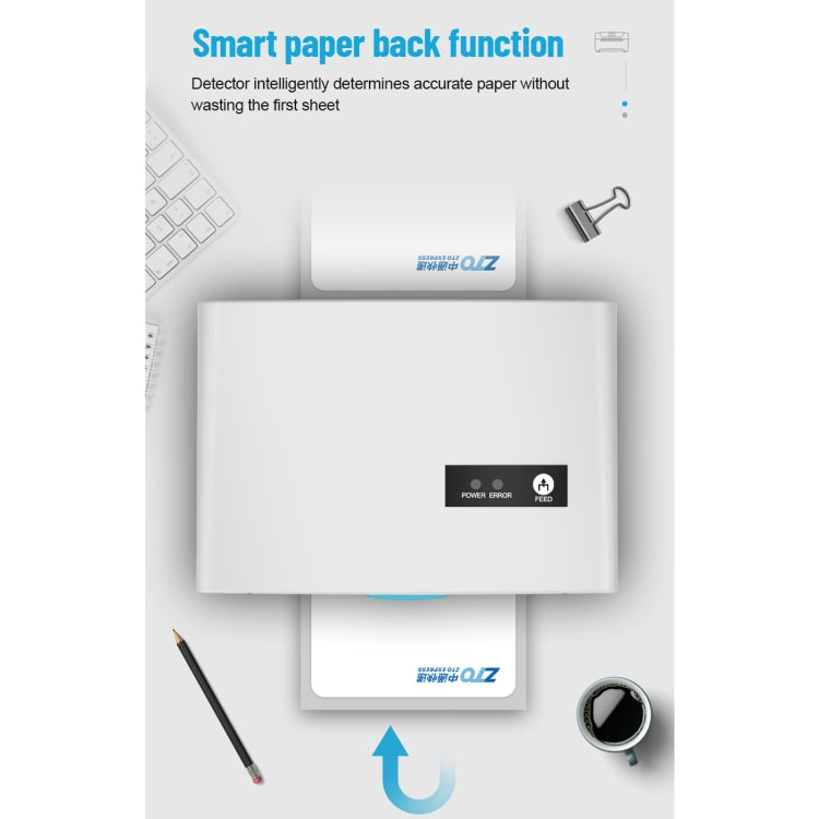 ZJ-8600 76x130 Single Paper Waybill Express Bill Label Printer, USB + Bluetooth Version, US Plug