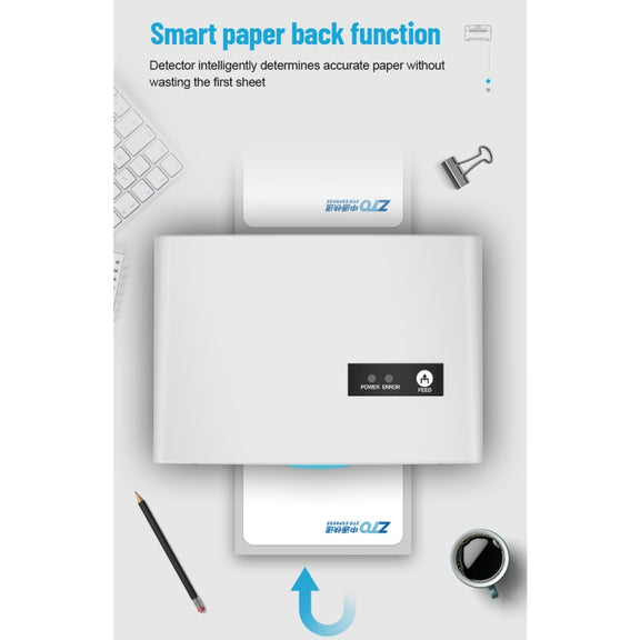 ZJ-8600 76x130 Single Paper Waybill Express Bill Label Printer, USB + Bluetooth Version, US Plug