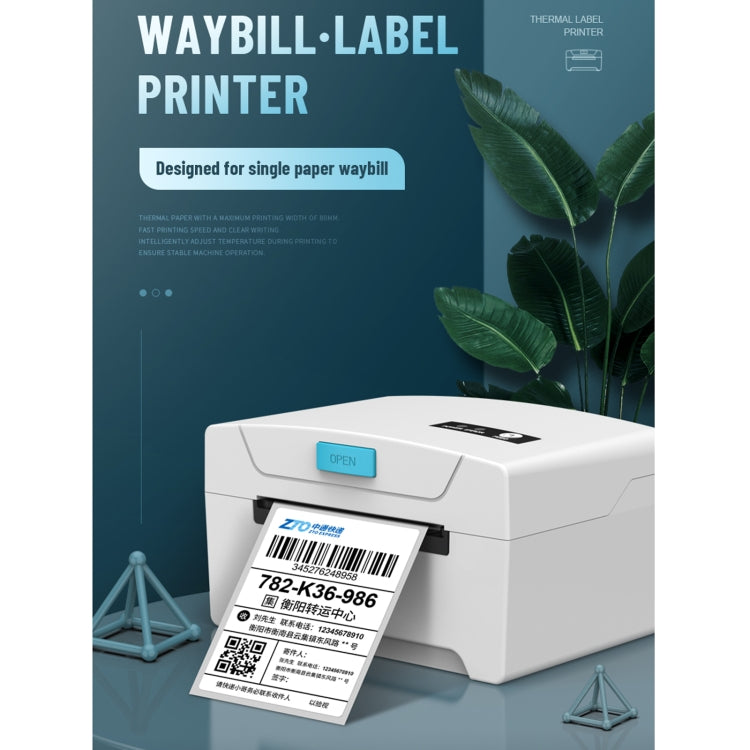 ZJ-8600 76x130 Single Paper Waybill Express Bill Label Printer, USB + Bluetooth Version, US Plug