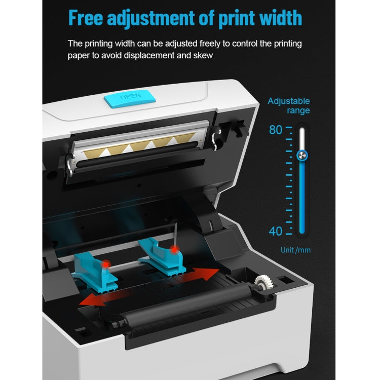 ZJ-8600 76x130 Single Paper Waybill Express Bill Label Printer, USB + Bluetooth Version, US Plug