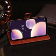 For Wiko View4 Lite idewei Crazy Horse Texture Horizontal Flip Leather Case with Holder & Card Slots & Wallet(White)