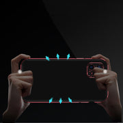 For iPhone 12 Aurora Series Lens Protector + Metal Frame Protective Case(Black Red)