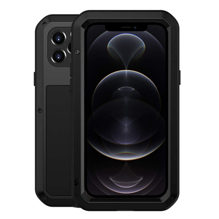 For iPhone 12 Pro LOVE MEI Metal Shockproof Life Water-resistant Dustproof Protective Case(Black)