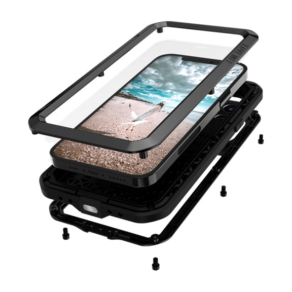 For iPhone 12 Pro LOVE MEI Metal Shockproof Life Water-resistant Dustproof Protective Case(Black)
