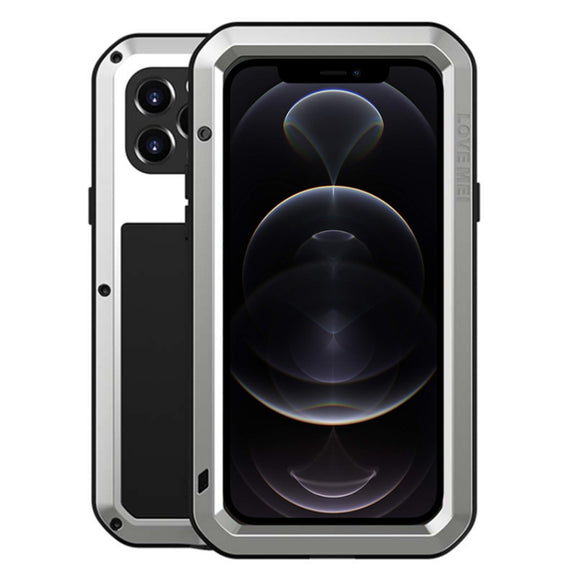 For iPhone 12 Pro LOVE MEI Metal Shockproof Life Water-resistant Dustproof Protective Case(Silver)