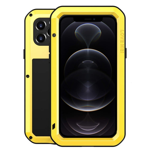 For iPhone 12 Pro LOVE MEI Metal Shockproof Life Water-resistant Dustproof Protective Case(Yellow)