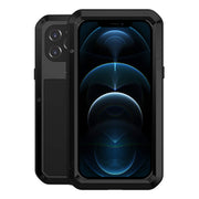 For iPhone 12 Pro Max LOVE MEI Metal Shockproof Life Water-resistant Dustproof Protective Case(Black)
