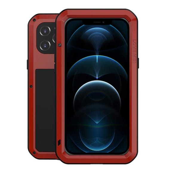 For iPhone 12 Pro Max LOVE MEI Metal Shockproof Life Water-resistant Dustproof Protective Case(Red)