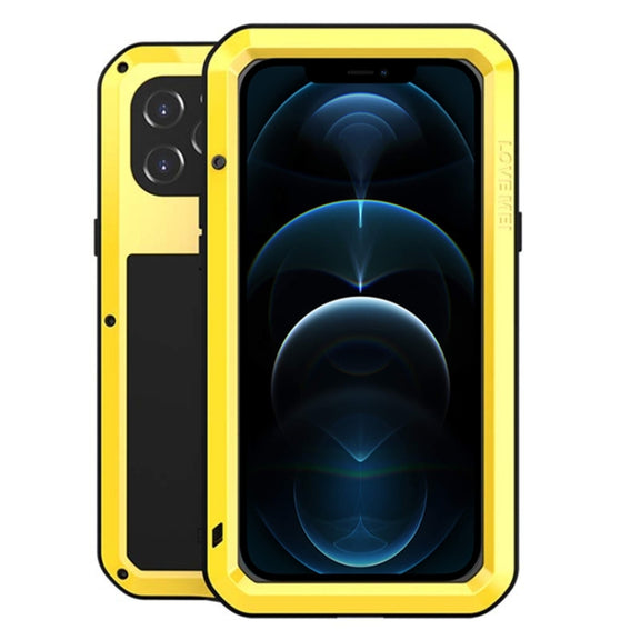 For iPhone 12 Pro Max LOVE MEI Metal Shockproof Life Water-resistant Dustproof Protective Case(Yellow)
