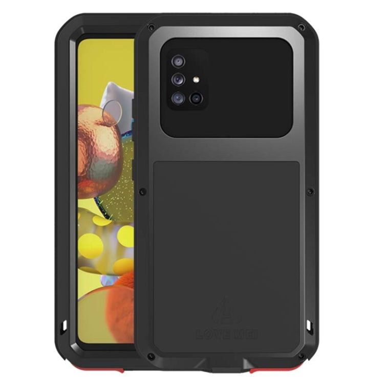 For Samsung Galaxy A51 5G LOVE MEI Metal Shockproof Water-resistant Dustproof Protective Case with Glass(Black)