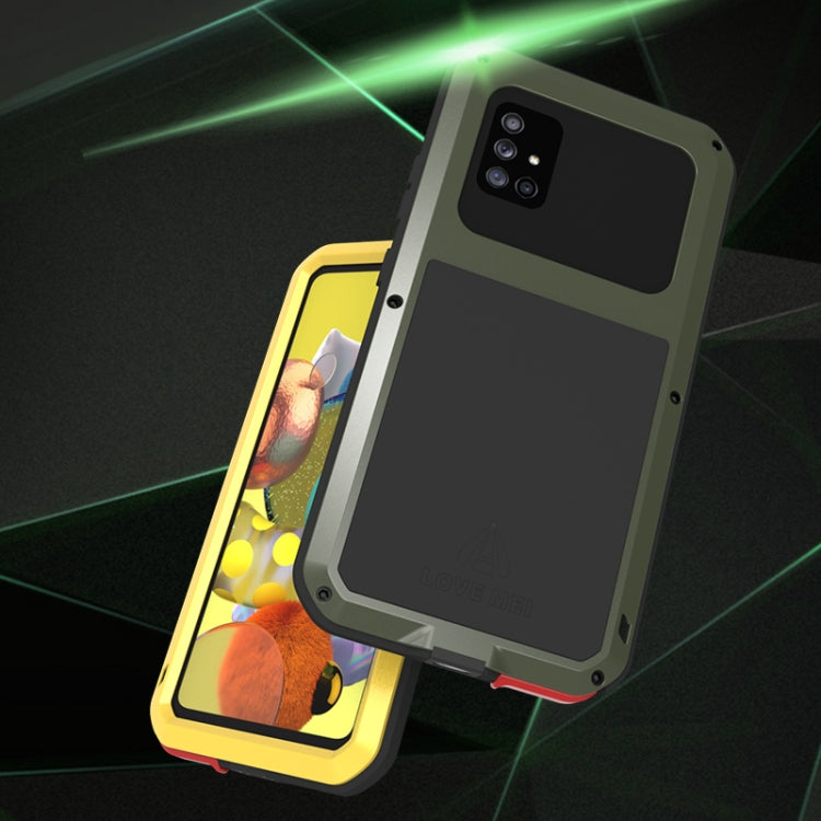 For Samsung Galaxy A51 5G LOVE MEI Metal Shockproof Water-resistant Dustproof Protective Case with Glass(Silver)
