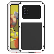 For Samsung Galaxy A51 5G LOVE MEI Metal Shockproof Water-resistant Dustproof Protective Case with Glass(White)
