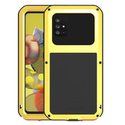 For Samsung Galaxy A51 5G LOVE MEI Metal Shockproof Water-resistant Dustproof Protective Case with Glass(Yellow)