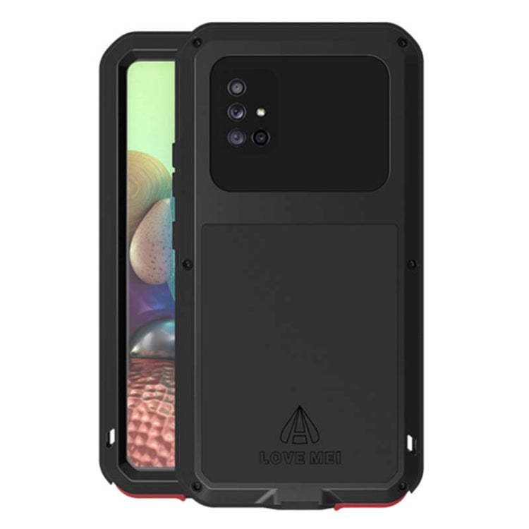 For Samsung Galaxy A71 5G LOVE MEI Metal Shockproof Water-resistant Dustproof Protective Case with Glass(Black)