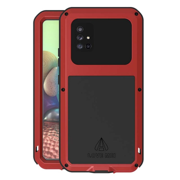 For Samsung Galaxy A71 5G LOVE MEI Metal Shockproof Water-resistant Dustproof Protective Case with Glass(Red)