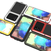 For Samsung Galaxy A71 5G LOVE MEI Metal Shockproof Water-resistant Dustproof Protective Case with Glass(Yellow)