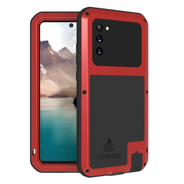 For Samsung Galaxy Note 20 LOVE MEI Metal Shockproof Water-resistant Dustproof Protective Case without Glass(Red)