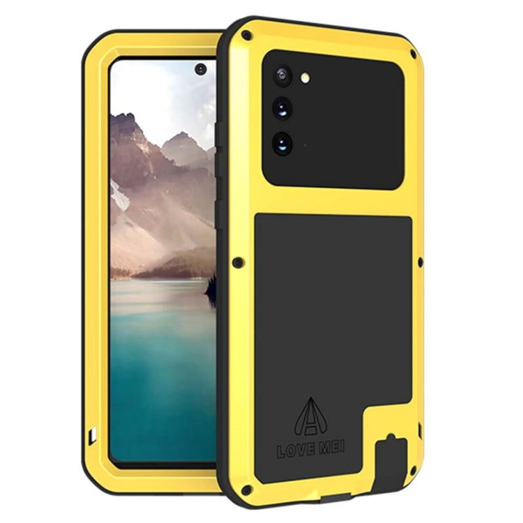 For Samsung Galaxy Note 20 LOVE MEI Metal Shockproof Water-resistant Dustproof Protective Case without Glass(Yellow)