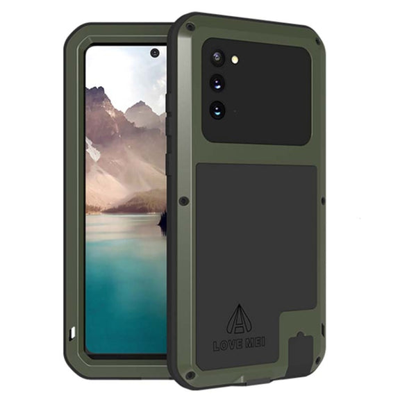 For Samsung Galaxy Note 20 LOVE MEI Metal Shockproof Water-resistant Dustproof Protective Case without Glass(Army Green)