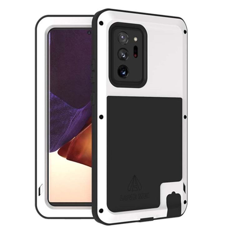 For Samsung Galaxy Note 20 Ultra LOVE MEI Metal Shockproof Water-resistant Dustproof Protective Case without Glass(White)