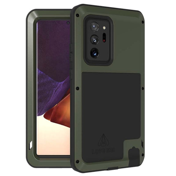 For Samsung Galaxy Note 20 Ultra LOVE MEI Metal Shockproof Water-resistant Dustproof Protective Case without Glass(Army Green)