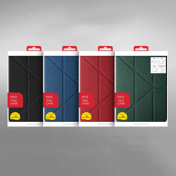 Mutural Multi-fold Smart Leather Tablet Case For iPad Air 2022 / 2020 10.9(Red)