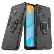 For OPPO A15 PC + TPU Shockproof Protective Case with Magnetic Ring Holder(Black)