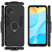 For OPPO A15 PC + TPU Shockproof Protective Case with Magnetic Ring Holder(Black)