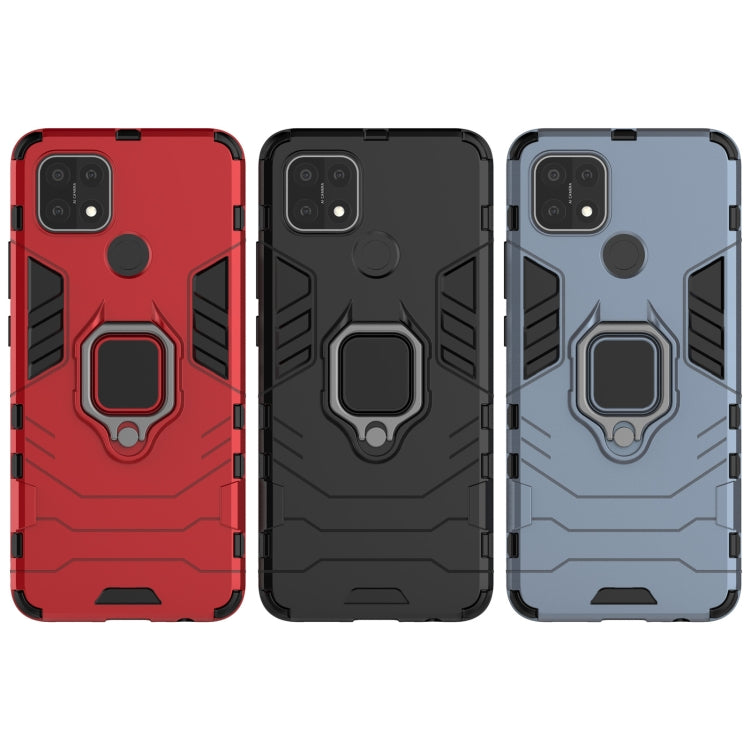 For OPPO A15 PC + TPU Shockproof Protective Case with Magnetic Ring Holder(Black)