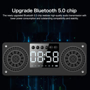 A10 Subwoofer Wooden Clock Bluetooth 5.0 Speaker, Support TF Card & U Disk Play & FM Radio(Yellow)