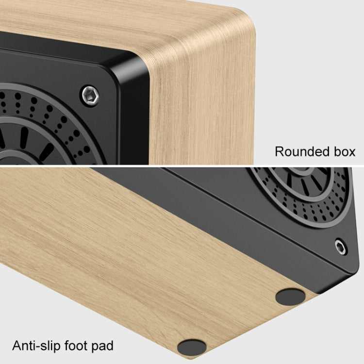A10 Subwoofer Wooden Clock Bluetooth 5.0 Speaker, Support TF Card & U Disk Play & FM Radio(Yellow)