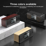 A10 Subwoofer Wooden Clock Bluetooth 5.0 Speaker, Support TF Card & U Disk Play & FM Radio(Yellow)
