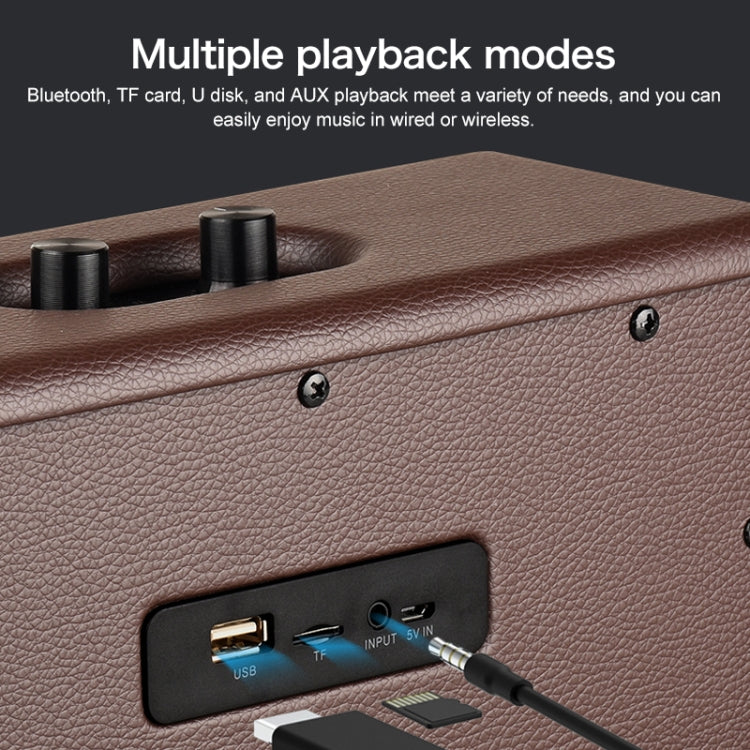 D30 Portable Subwoofer Wooden Bluetooth 4.2 Speaker, Support TF Card & 3.5mm AUX & U Disk Play(Black)